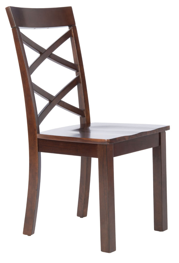 Safavieh AINSLEE Dining Chair Set of 2 - Classic Brown, Cozy Comfort with Double Crossed-Back Design DCH9217A-SET2