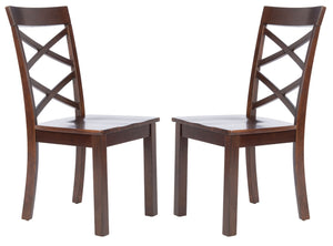Safavieh AINSLEE Dining Chair Set of 2 - Classic Brown, Cozy Comfort with Double Crossed-Back Design DCH9217A-SET2