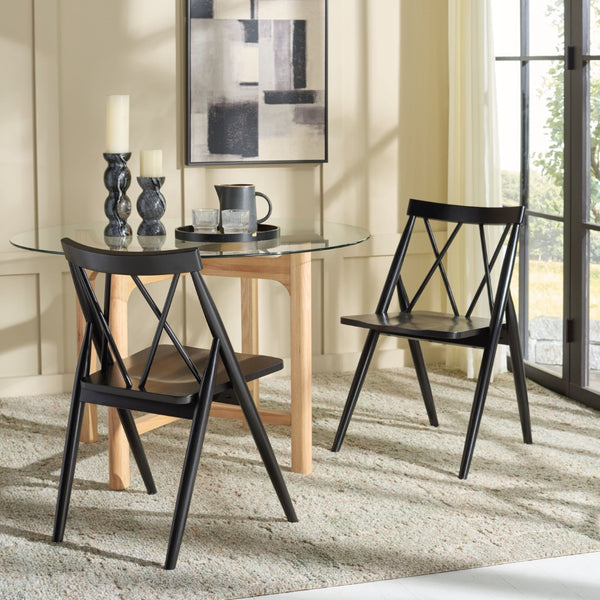 Safavieh GAYLE Dining Chair - Modern Solid Rubberwood Design for Stylish Comfort in Any Dining Space Black DCH9218A-SET2