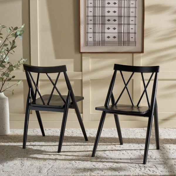 Safavieh GAYLE Dining Chair - Modern Solid Rubberwood Design for Stylish Comfort in Any Dining Space Black DCH9218A-SET2