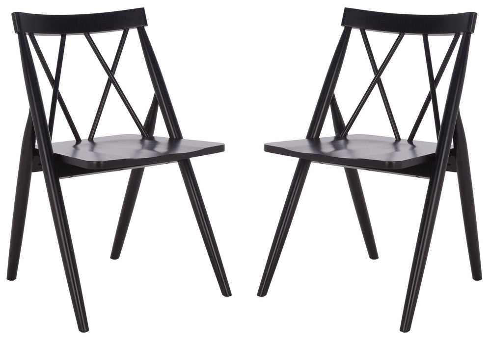 Safavieh Gayle Dining Chair - Elegant Black Rubberwood Design For Comfort & Durability, Perfect For Any Space Black Wood Dch9218a-set2