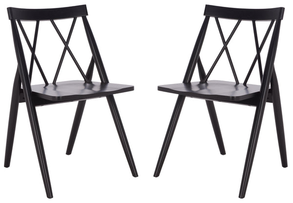 Safavieh Gayle Dining Chair - Elegant Black Rubberwood Design For Comfort & Durability, Perfect For Any Space Black Wood Dch9218a-set2