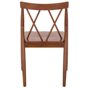 Safavieh Gayle Dining Chair Set Of 2 - Elegant Walnut Finish, Modern Design, Sturdy Rubberwood Construction Walnut Wood Dch9218b-set2