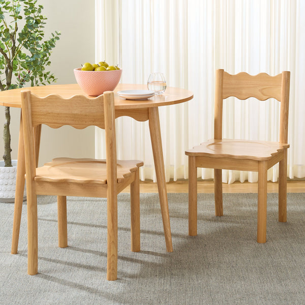 Nolly Scallop Dining Chair Set Of 2 With Curved Ergonomic Back And Solid Wood Frame For Cozy, Stylish Meals