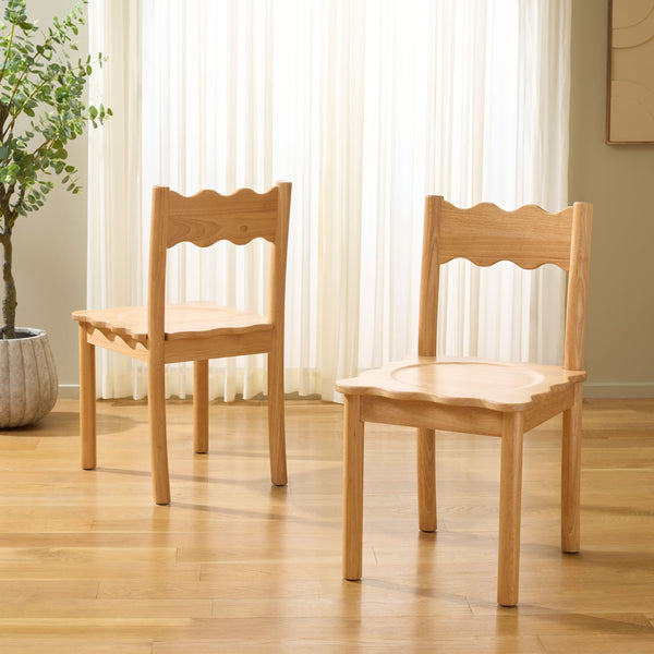 Nolly Scallop Dining Chair Set Of 2 With Curved Ergonomic Back And Solid Wood Frame For Cozy, Stylish Meals
