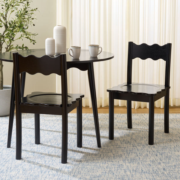 Nolly Scallop Dining Chair Set Of 2 With Curved Ergonomic Back And Solid Wood Frame For Cozy, Stylish Meals