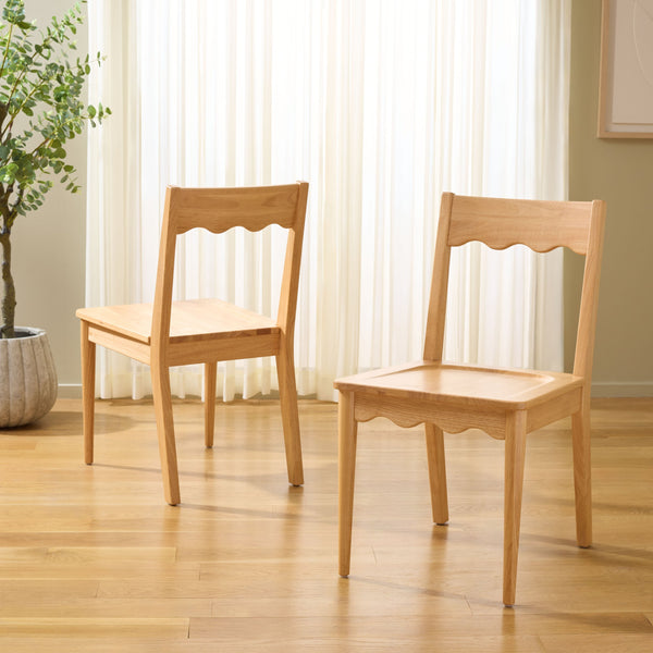 Rosetty Scallop Dining Chair Set Of 2 With Solid Wood Frame And Ergonomic Curved Back For Stylish Comfort