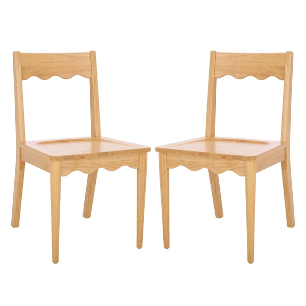 Rosetty Scallop Dining Chair Set Of 2 With Solid Wood Frame And Ergonomic Curved Back For Stylish Comfort