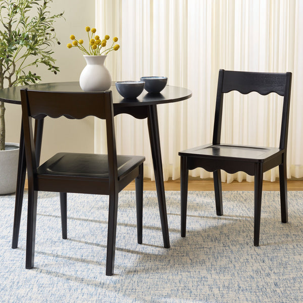 Rosetty Scallop Dining Chair Set Of 2 With Solid Wood Frame And Ergonomic Curved Back For Stylish Comfort