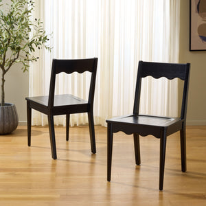 Rosetty Scallop Dining Chair Set Of 2 With Solid Wood Frame And Ergonomic Curved Back For Stylish Comfort