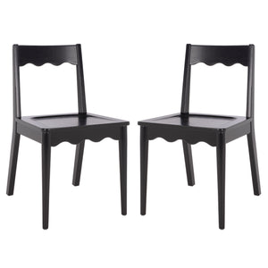 Rosetty Scallop Dining Chair Set Of 2 With Solid Wood Frame And Ergonomic Curved Back For Stylish Comfort