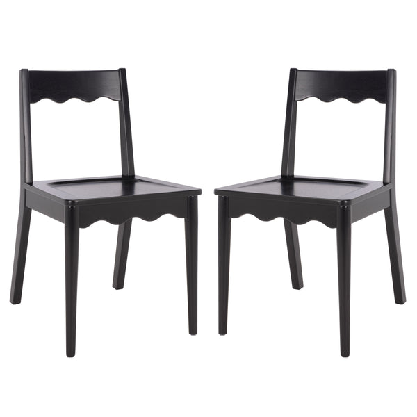 Rosetty Scallop Dining Chair Set Of 2 With Solid Wood Frame And Ergonomic Curved Back For Stylish Comfort