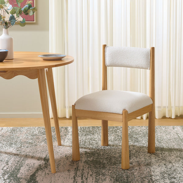 Makiko Dining Chair With Sculpted Wood Frame And Plush Upholstered Seat For Stylish Everyday Comfort