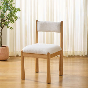 Makiko Dining Chair With Sculpted Wood Frame And Plush Upholstered Seat For Stylish Everyday Comfort