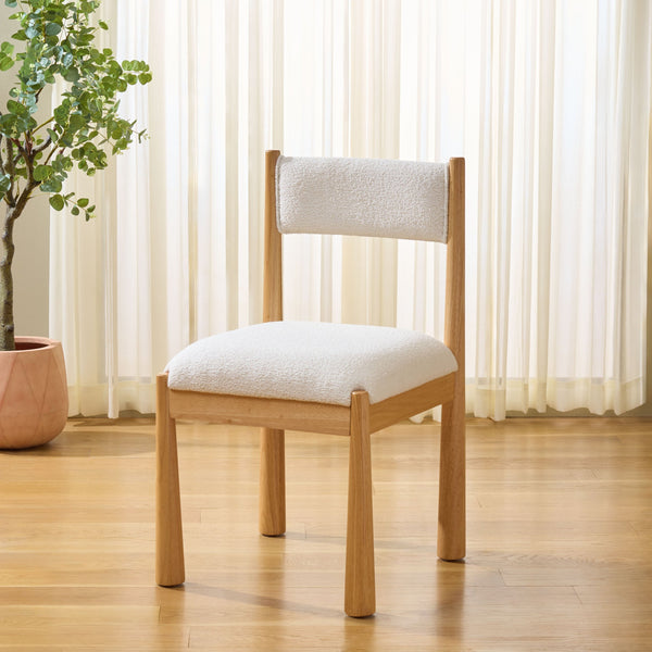 Makiko Dining Chair With Sculpted Wood Frame And Plush Upholstered Seat For Stylish Everyday Comfort