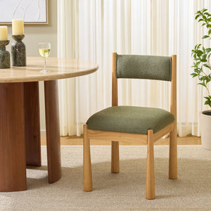 Makiko Dining Chair With Sculpted Wood Frame And Plush Upholstered Seat For Stylish Everyday Comfort