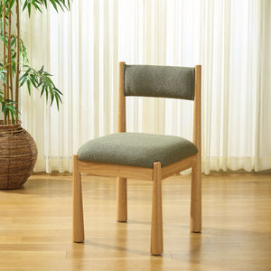 Makiko Dining Chair With Sculpted Wood Frame And Plush Upholstered Seat For Stylish Everyday Comfort