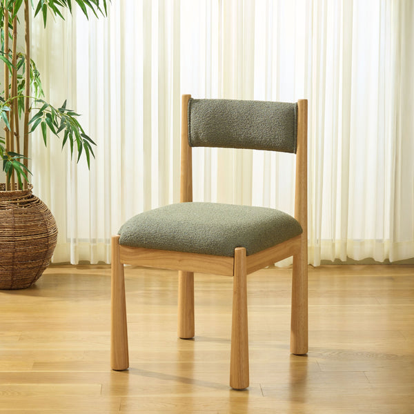 Makiko Dining Chair With Sculpted Wood Frame And Plush Upholstered Seat For Stylish Everyday Comfort