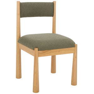 Makiko Dining Chair With Sculpted Wood Frame And Plush Upholstered Seat For Stylish Everyday Comfort