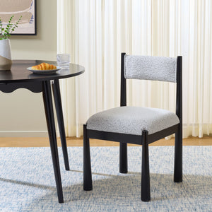Makiko Dining Chair With Sculpted Wood Frame And Plush Upholstered Seat For Stylish Everyday Comfort