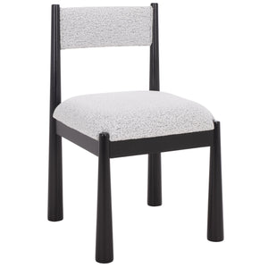 Makiko Dining Chair With Sculpted Wood Frame And Plush Upholstered Seat For Stylish Everyday Comfort