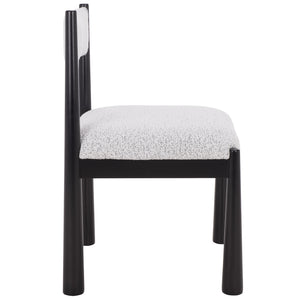 Makiko Dining Chair With Sculpted Wood Frame And Plush Upholstered Seat For Stylish Everyday Comfort