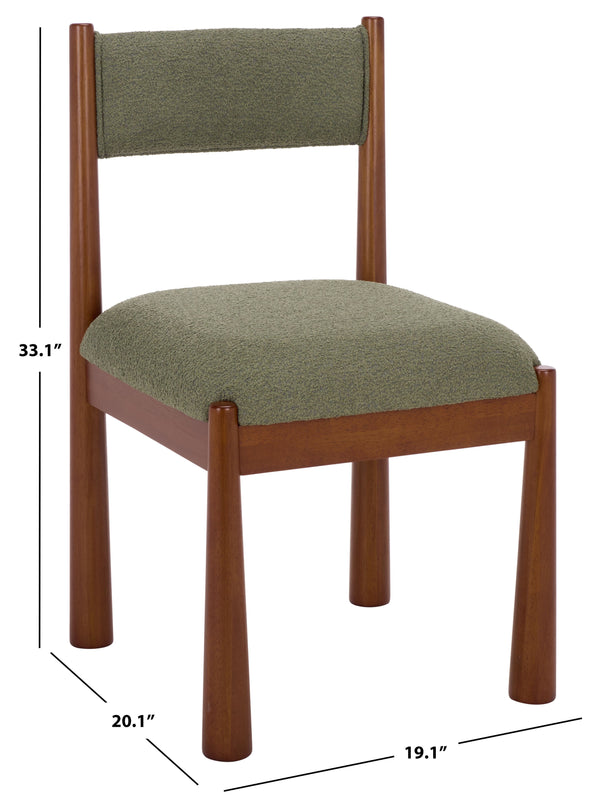 Makiko Dining Chair With Sculpted Wood Frame And Plush Upholstered Seat For Stylish Everyday Comfort