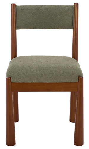 Makiko Dining Chair With Sculpted Wood Frame And Plush Upholstered Seat For Stylish Everyday Comfort