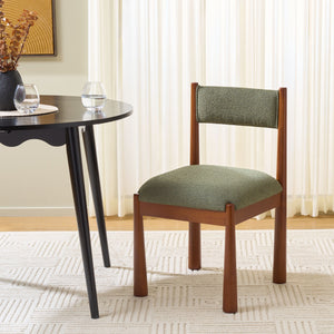 Makiko Dining Chair With Sculpted Wood Frame And Plush Upholstered Seat For Stylish Everyday Comfort