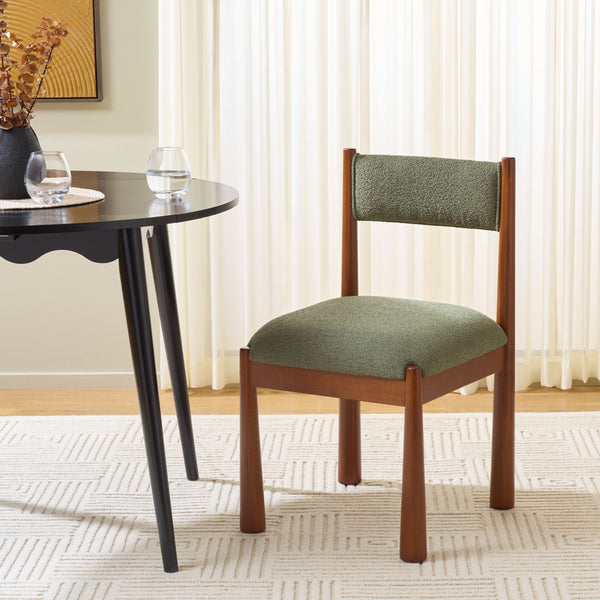 Makiko Dining Chair With Sculpted Wood Frame And Plush Upholstered Seat For Stylish Everyday Comfort