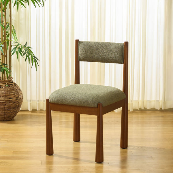 Makiko Dining Chair With Sculpted Wood Frame And Plush Upholstered Seat For Stylish Everyday Comfort
