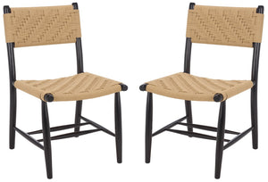 Safavieh Amiri Paper String Woven Dining Chair Scandinavian Mid-Century Modern Compact Seat DCH9223A-SET2