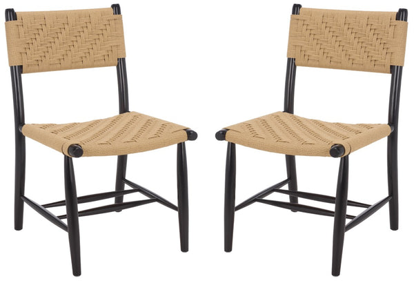 Safavieh Amiri Paper String Woven Dining Chair Scandinavian Mid-Century Modern Compact Seat DCH9223A-SET2