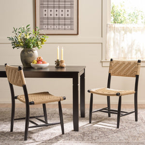 Safavieh Amiri Paper String Woven Dining Chair Scandinavian Mid-Century Modern Compact Seat DCH9223A-SET2