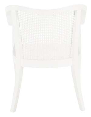 Safavieh Maika Dining Chair - Contemporary White Elm Frame With Cane Accents For Stylish Dining Comfort White DCH9500A