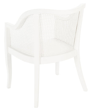 Safavieh Maika Dining Chair - Contemporary White Elm Frame With Cane Accents For Stylish Dining Comfort White DCH9500A