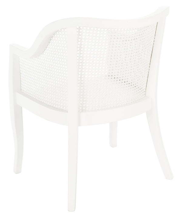 Safavieh Maika Dining Chair - Contemporary White Elm Frame With Cane Accents For Stylish Dining Comfort White DCH9500A