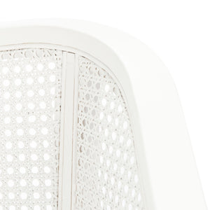 Safavieh Maika Dining Chair - Contemporary White Elm Frame With Cane Accents For Stylish Dining Comfort White DCH9500A