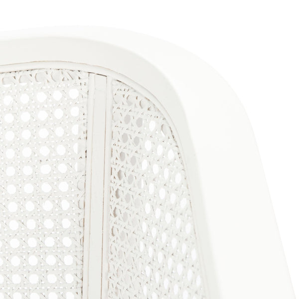 Safavieh Maika Dining Chair - Contemporary White Elm Frame With Cane Accents For Stylish Dining Comfort White DCH9500A