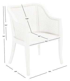Safavieh Maika Dining Chair - Contemporary White Elm Frame With Cane Accents For Stylish Dining Comfort White DCH9500A