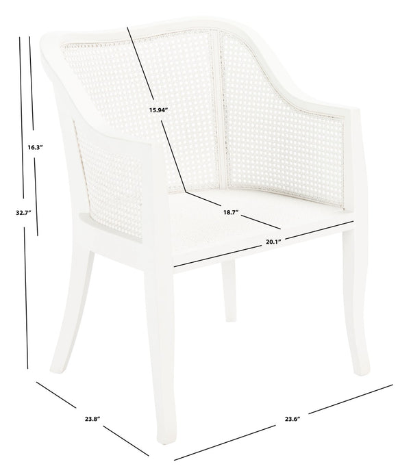 Safavieh Maika Dining Chair - Contemporary White Elm Frame With Cane Accents For Stylish Dining Comfort White DCH9500A