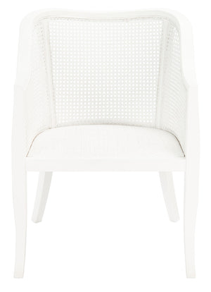 Safavieh Maika Dining Chair - Contemporary White Elm Frame With Cane Accents For Stylish Dining Comfort White DCH9500A