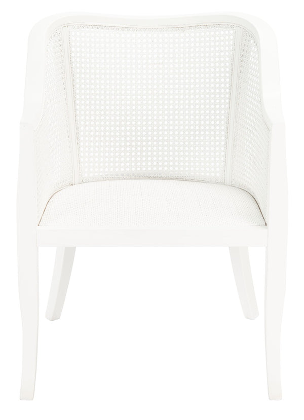 Safavieh Maika Dining Chair - Contemporary White Elm Frame With Cane Accents For Stylish Dining Comfort White DCH9500A