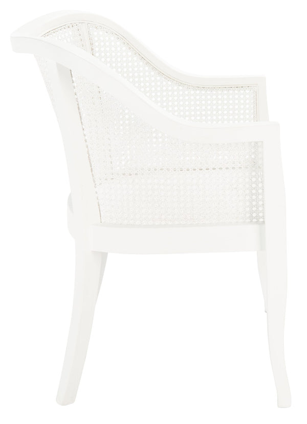Safavieh Maika Dining Chair - Contemporary White Elm Frame With Cane Accents For Stylish Dining Comfort White DCH9500A