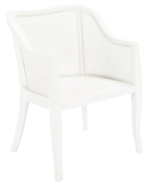 Safavieh Maika Dining Chair - Contemporary White Elm Frame With Cane Accents For Stylish Dining Comfort White DCH9500A