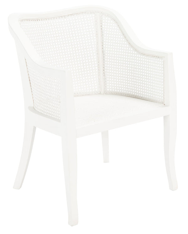 Safavieh Maika Dining Chair - Contemporary White Elm Frame With Cane Accents For Stylish Dining Comfort White DCH9500A