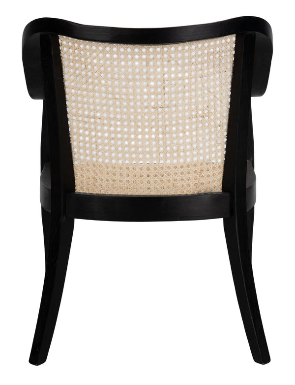 Safavieh Maika Dining Chair - Contemporary White Elm Frame With Cane Accents For Stylish Dining Comfort Black/Natural DCH9500D