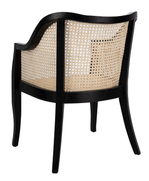 Safavieh Maika Dining Chair - Contemporary White Elm Frame With Cane Accents For Stylish Dining Comfort Black/Natural DCH9500D