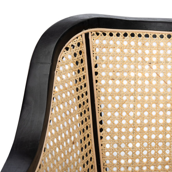 Safavieh Maika Dining Chair - Contemporary White Elm Frame With Cane Accents For Stylish Dining Comfort Black/Natural DCH9500D