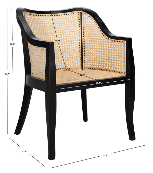Safavieh Maika Dining Chair - Contemporary White Elm Frame With Cane Accents For Stylish Dining Comfort Black/Natural DCH9500D